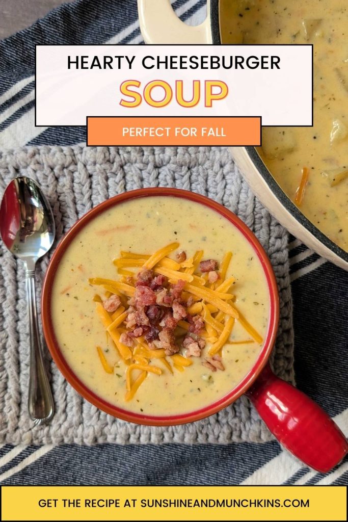 Make this hearty cheeseburger soup once and your family and friends will be begging for more! This flavorful soup combines ground beef or turkey, potatoes, carrots, celery to keep you full and happy.