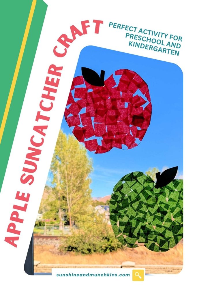 These suncatchers are a fun and easy apple craft that is perfect for preschool and kindergarten aged kids!